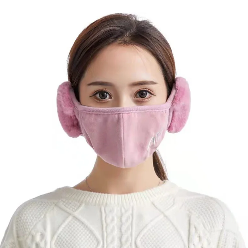 Fashion 2 in 1 Mask Earmuffs Winter Warm Mask Earmuffs Women Men Sports Solid Color Winter Earmuff