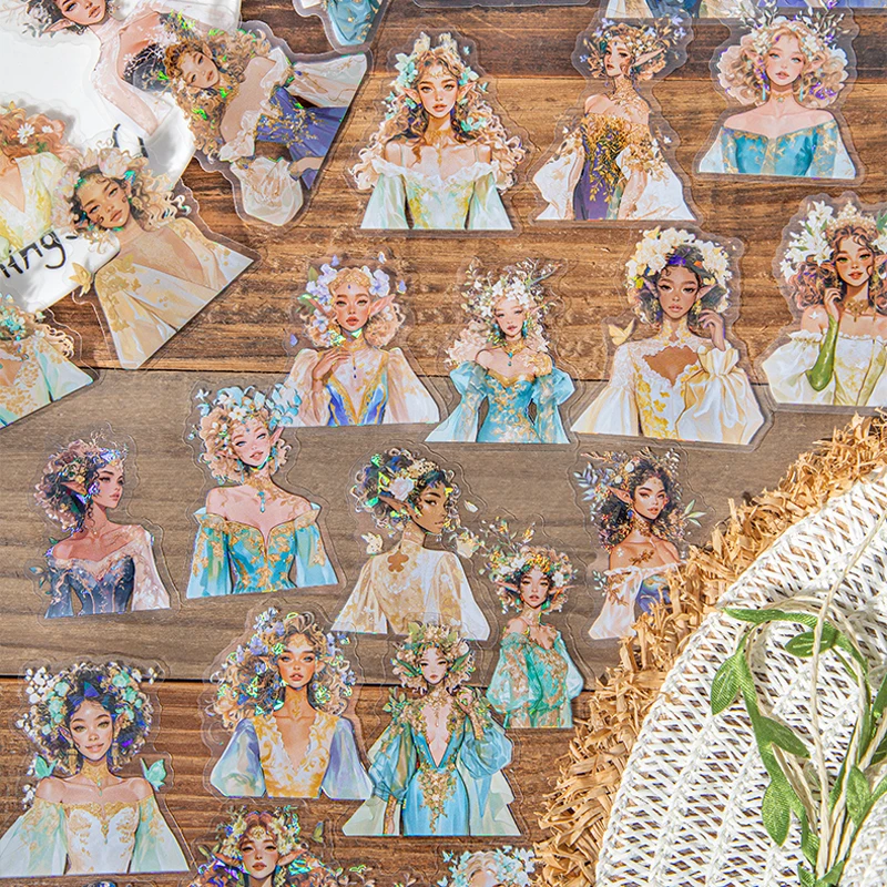 Mr Paper, 6 styles, Spring Flower Messenger Series Spring Girl Theme PET Stickers, DIY Handbook Decorative Stickers