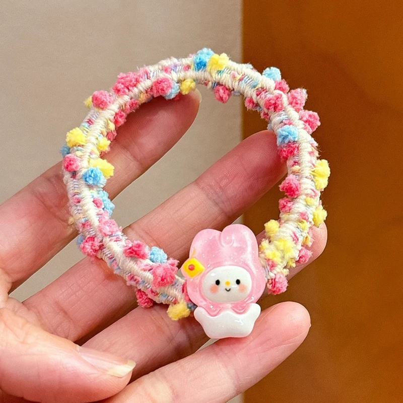 Cartoon Hello Kitty Kawaii Anime Children Headwear Candy Color Hair Ring For Cute Sweet Hair Accessories Kids Rubber Band Gifts