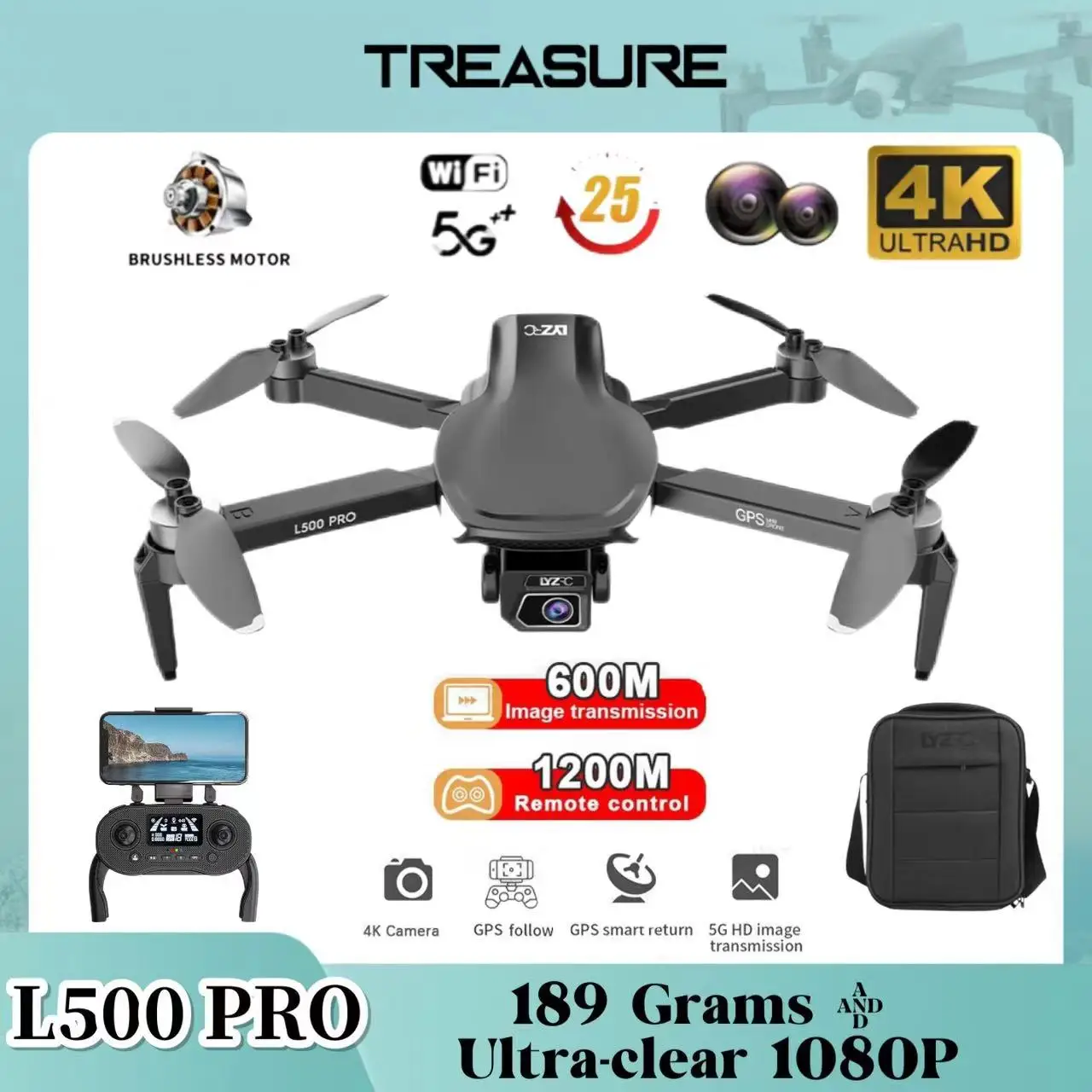 L500 PRO 4K GPS Drone Ultra-czysty aparat 1080P bezszczotkowy Pro Quadcopter FPV 5G Wifi helikopter RC Mini Drone zabawki prezentowe