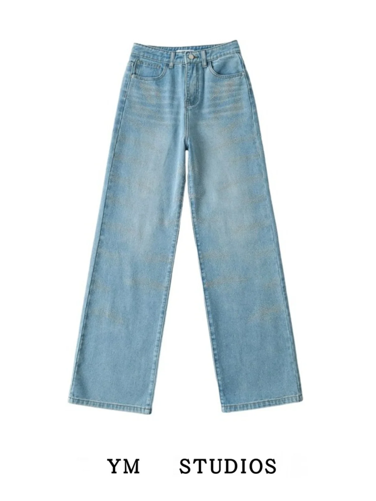 

Американские тяжелые ретро со стразами Proc, свободные широкие джинсы прямого кроя с высокой талией, длинные брюки в стиле хип-хоп для женщин