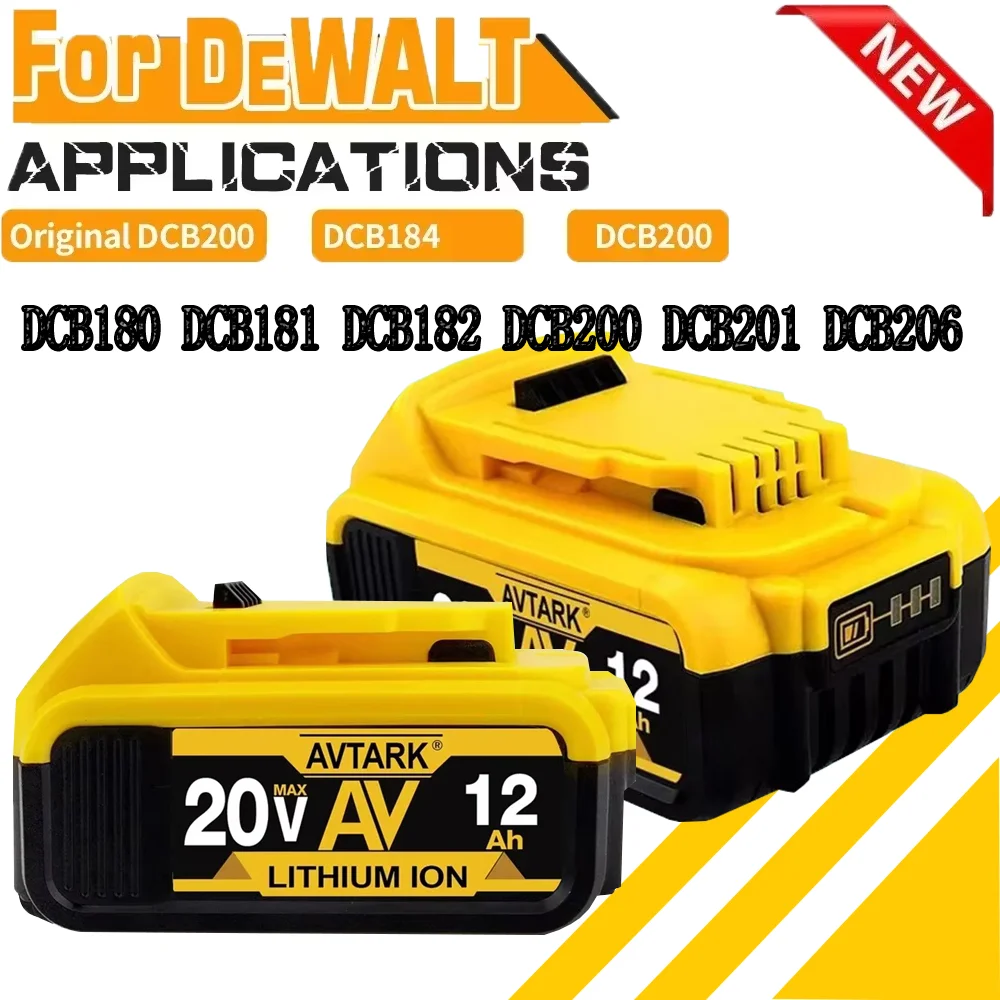 

Original DCB200 20V 12000mAh Lithium Replacement Battery For Dewalt 18V DCB184 DCB200 DCB182 DCB180 DCB181 DCB182 DCB201 DCB206