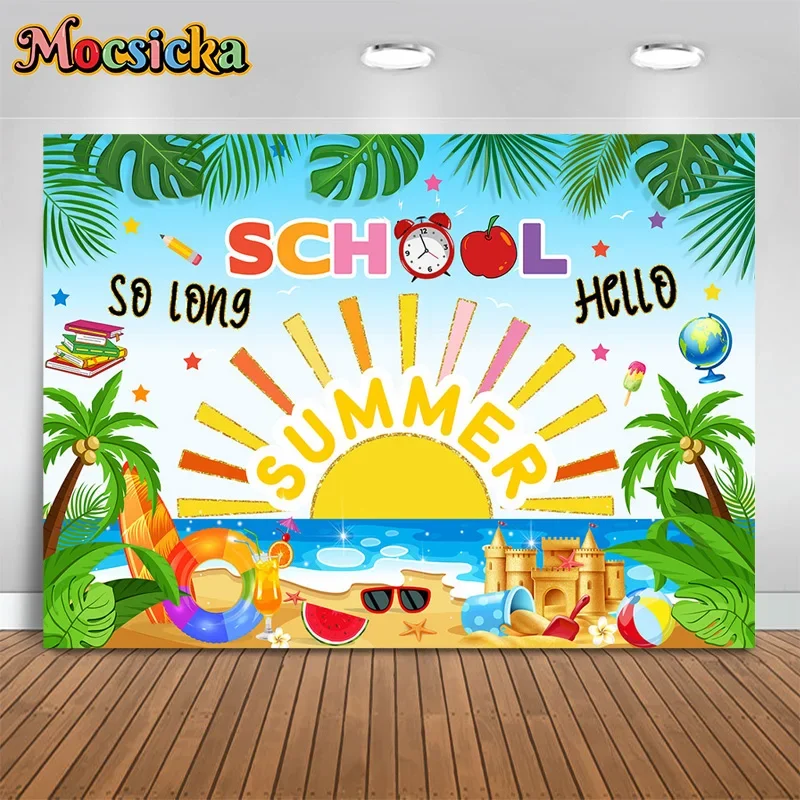 Mocsicka الصيف خلفيات للتصوير الفوتوغرافي عيد ميلاد حفلة سباحة سريعة الشاطئ خلفية كعكة سحق صورة استوديو الدعائم راية