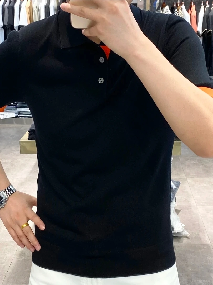 

Summer New Men's Faionable ort Sve Turn-down Collar Comfortable Lightweight Luxury Trendy Personali Haome T-irt