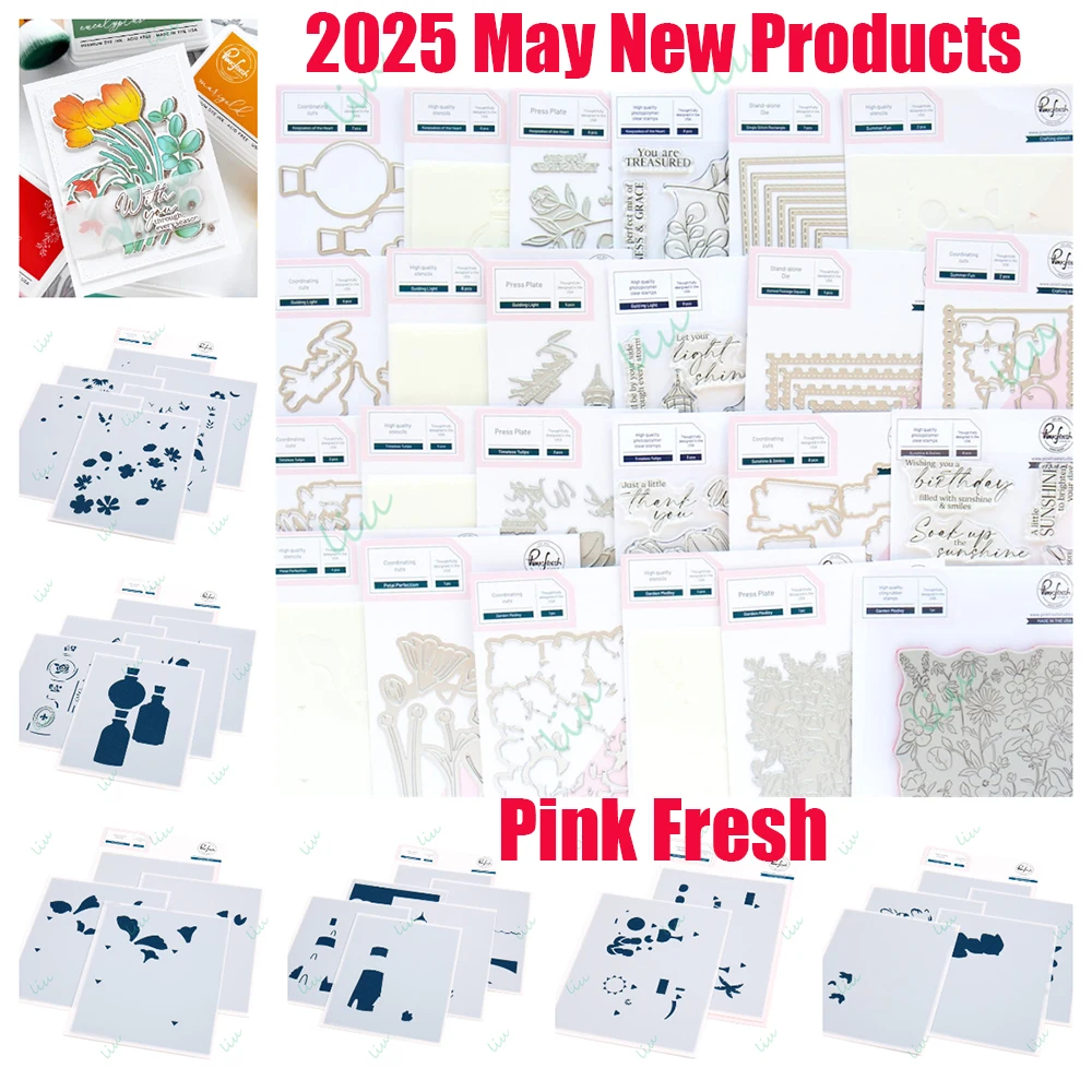 

2025 May New Holiday Gift Rectangular Border Tulips Tower Metal Cutting Dies Stamps Stencils for DIY Handmade Diary Albums Party