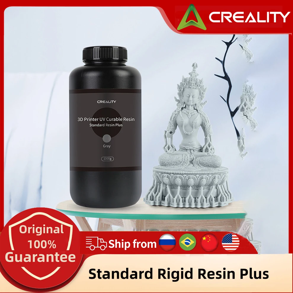 Creality 3D Printer Resin 0.5KG/1KG 405nm UV Curing Resin with High Precision Low Odor Quick Curing Standard Photopolymer Resin