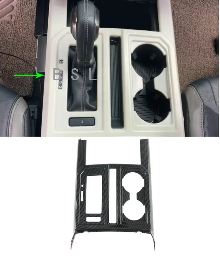 Accessory ABS Carbon Fiber for Ford F150 F-150 2015-2021 Gear Shift Water Cup Holder Decoration Cover Trim Sticker Car Interior