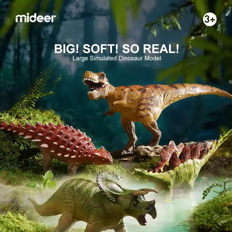 

Mideer Dinosaur Toy Jurassic Dinosaur Simulation Model Tyrannosaurus Rex Triceratops Ankylosaur Stegosaurus Kids Boy GIft 3Y+