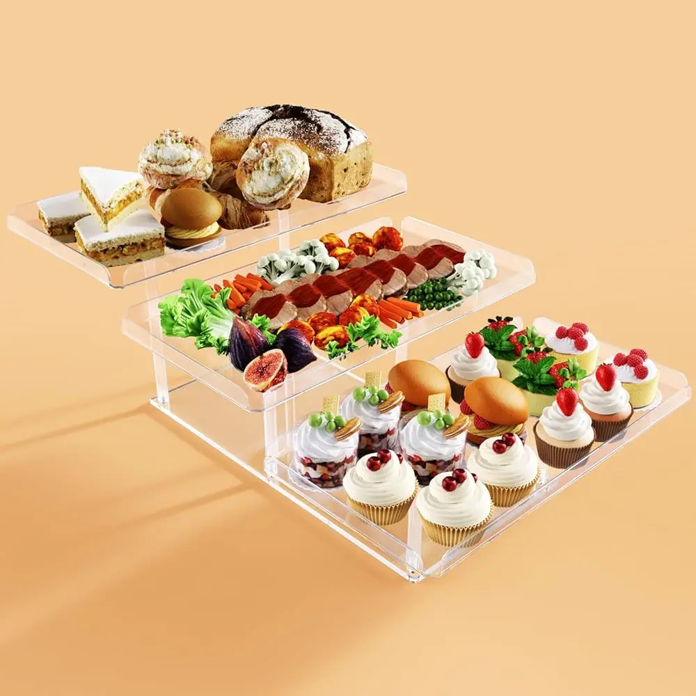 

3 Tier Serving Tray For Entertaining, Acrylic Dessert Table Display Set For Party Supplies, Serving Platters And Trays For