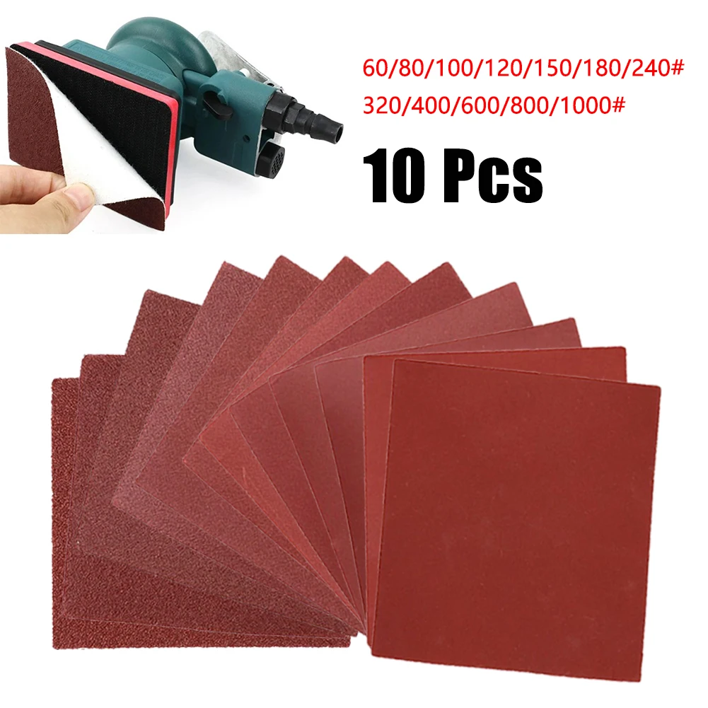 10 Pcs 110x100mm Sandpaper 60-1000Grit Abrasive Sanding Paper Flocking Sand Paper Polisher Sand Paper Abrasive Polishing Tool