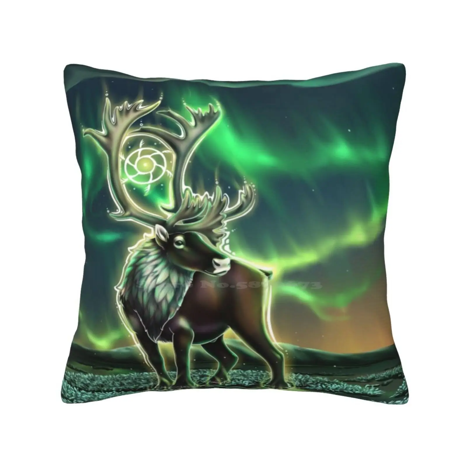 Caribou Borealis Pillowslip Pillowcase Caribou Reindeer Buck Stag Arctic Nature Wildlife Animal Spiritual Northern Lights