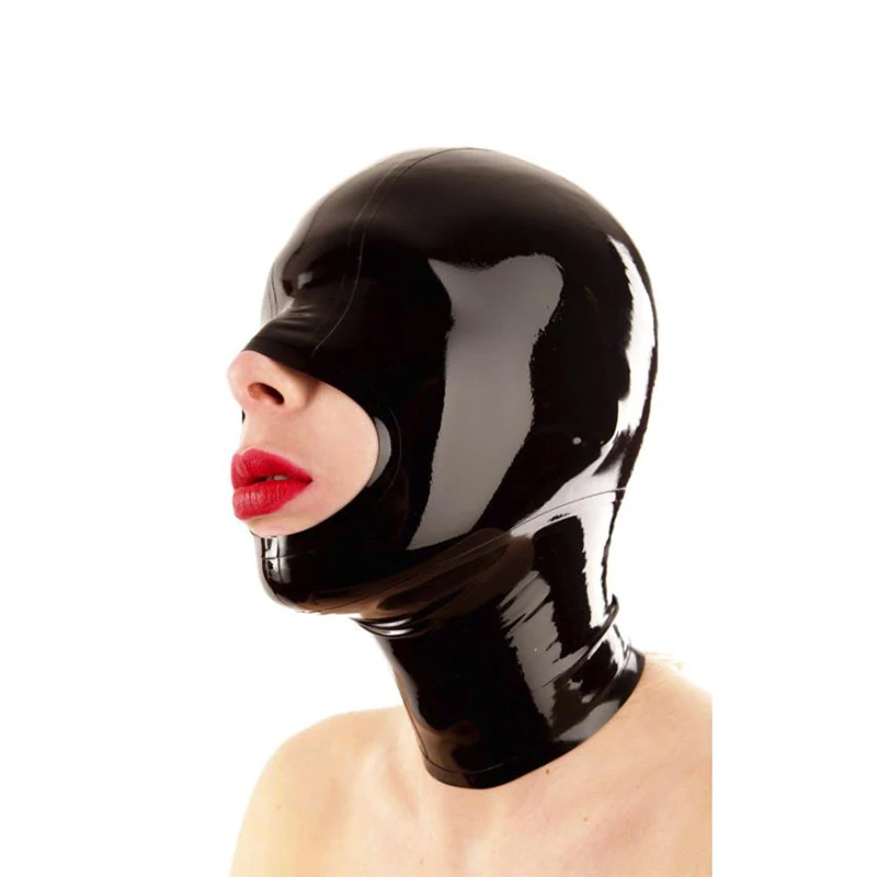 

Fetish Hoods Natural Latex Materials and Open Mouth Adults Mask Unisex Handmade Headgear