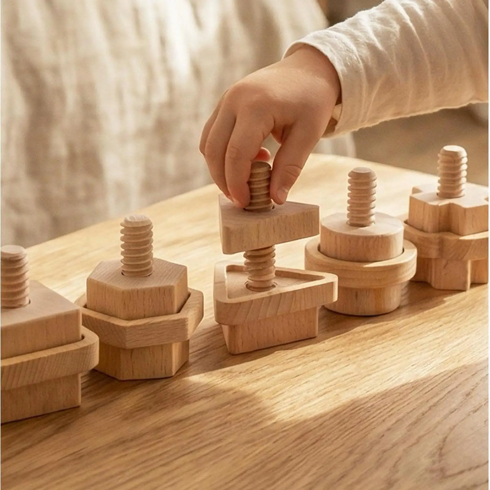 

Montessori Lacing Toy Wooden Stacking Sensory Puzzle Kids Educational Game for Early Childhood Learning
