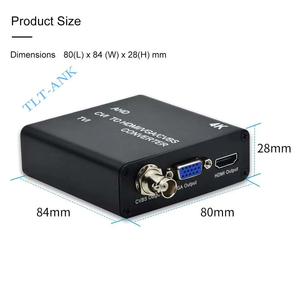 Free shipping industrial 1080P BNC port TVI/AHD to HDMI/CVBS/VGA Converter Repeater with loop out over coaxial distance 300 m