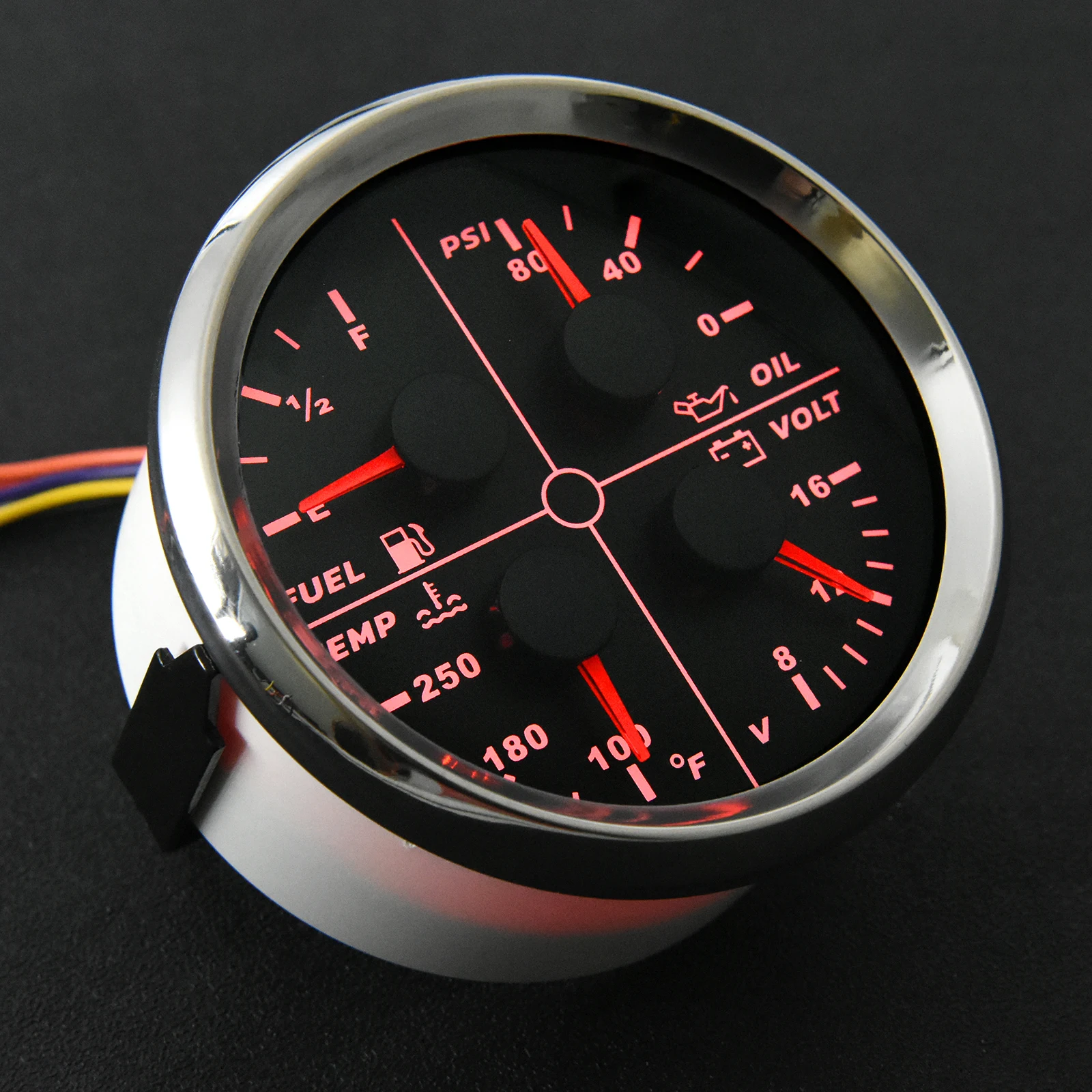 85mm 4 IN 1 Multifunctional Oil Pressure+Water Temp+Fuel Level+Voltmeter GPS Speedometer 120kmh/200kmh Temperarure RPM Sensor