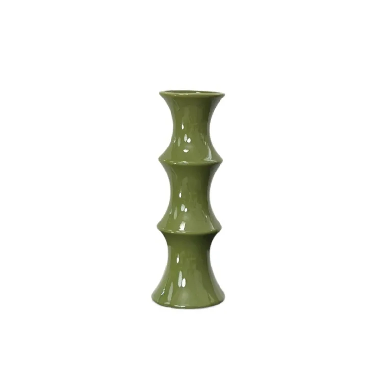 

New retro bamboo ceramic vase Wenzhu simulation green plant simulation flower fake flower light luxury advanced retro ceramics