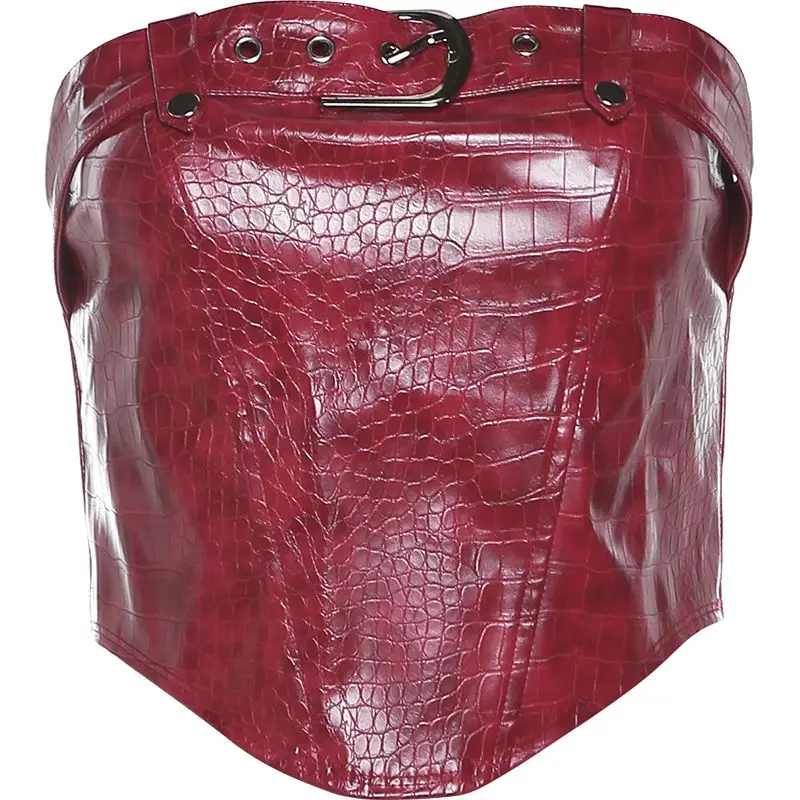 الرجعية الأحمر براءات الاختراع والجلود ضيق مثير الأحمر حمالة أنبوب الأعلى الإناث #1