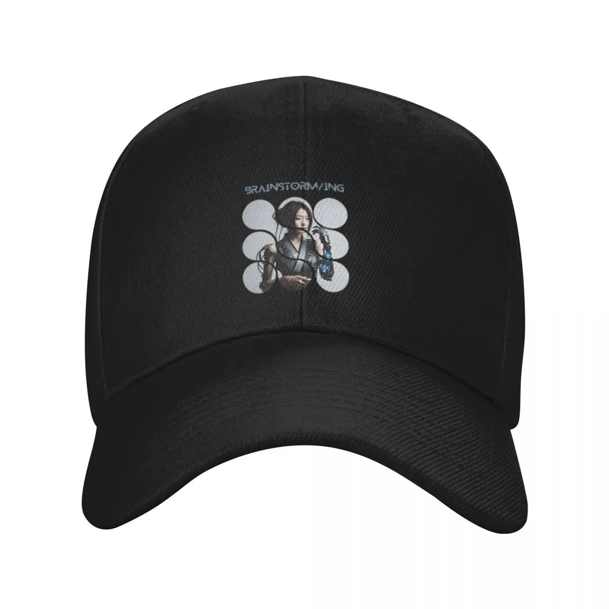Fashion Woman With Cyber Hand Geometric Brainstorming Abstract Art Piece baseball cap Japanese Minimalist Men's Summer Cap