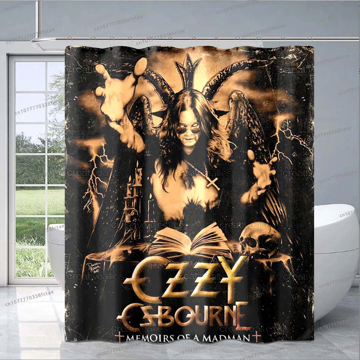 Ozzy Osbourne Retro Shower Curtain Heavy Metal Rock Singer Collage Pattern Shower Curtain Bathroom Decoration Shower Curtain