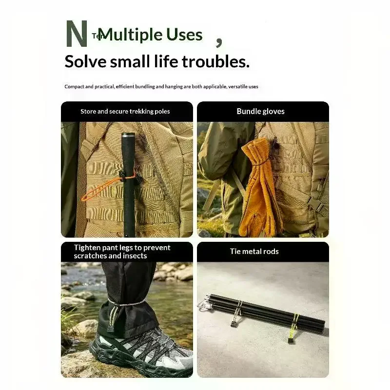 Quick Release Outdoor Hiking Backpack Elastic Rope Fixing Buckle Wear Resistant Bungee Cord for Camping Travel Climbing
