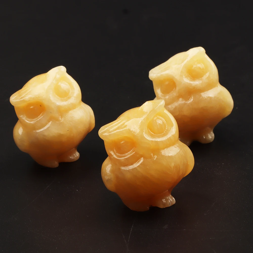 1.5 Inch Natural Jade Crystal Owl Figurine Semi Precious Stone Amethyst Crystal Animal Handicraft Bird Statue view 3