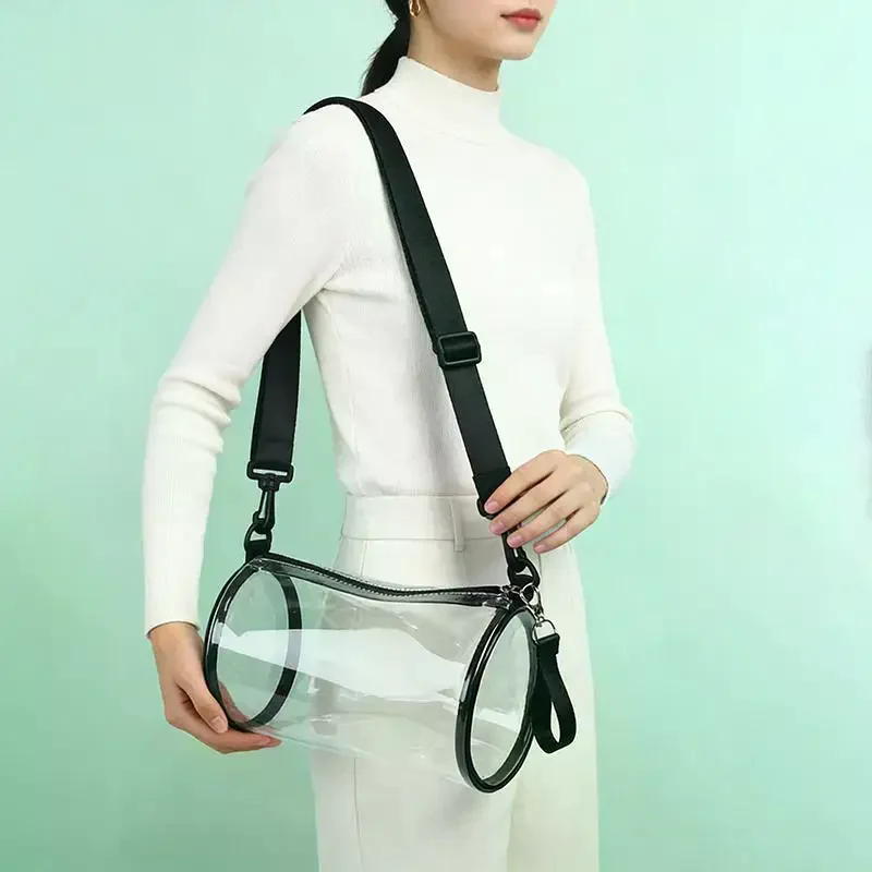 Mini Transparent Laser Crossbody Bag Cylinder Fashion Shoulder Purse Womens Trending Bag for Festivals and Trips