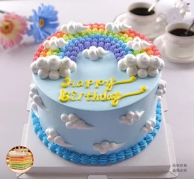 

Модель торта, прекрасная радуга, имитация торта на день рождения, инструмент, пластиковая модель, оконное шоу, реквизит для съемки, свадебное украшение