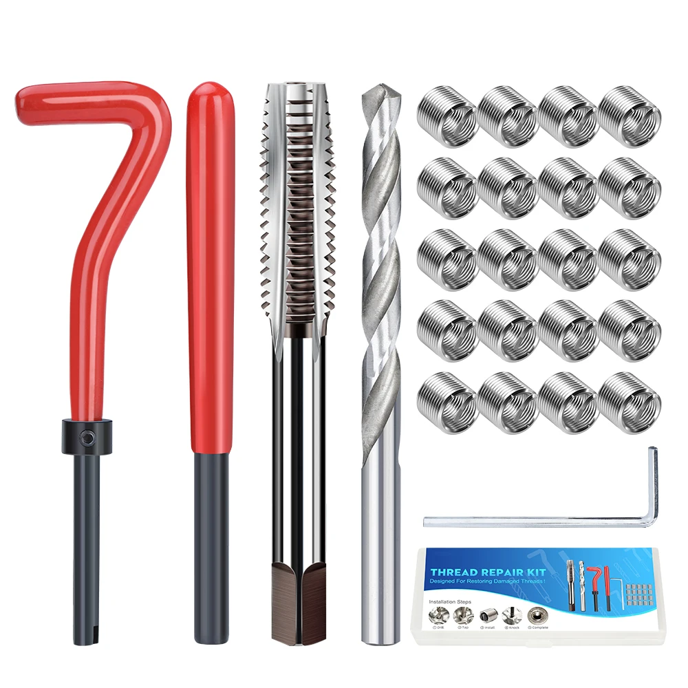 XCAN 25-teiliges Metrisches Gewindereparatur-Set M2 M3 M4 M5 M7 M8 M10 M12 M14 M16 Spiralbohrer und Schraubenschlüssel zur Wiederherstellung Beschädigter Gewinde – Detail 8