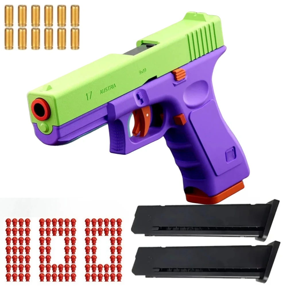 Carcasa de lanzamiento G17, tiro automático, bala suave de rábano, pistola de juguete de disparo continuo, juego de tiro deportivo al aire libre para niños