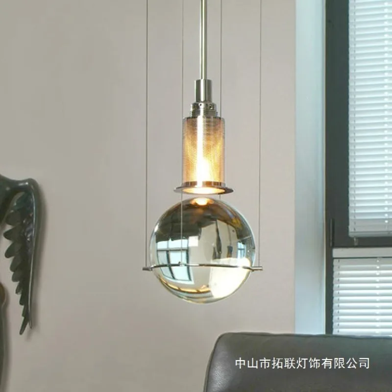 Postmodern crystal ball chandelier living room bedroom dining room wrought iron lamps lighting bar simple and creative Nordic