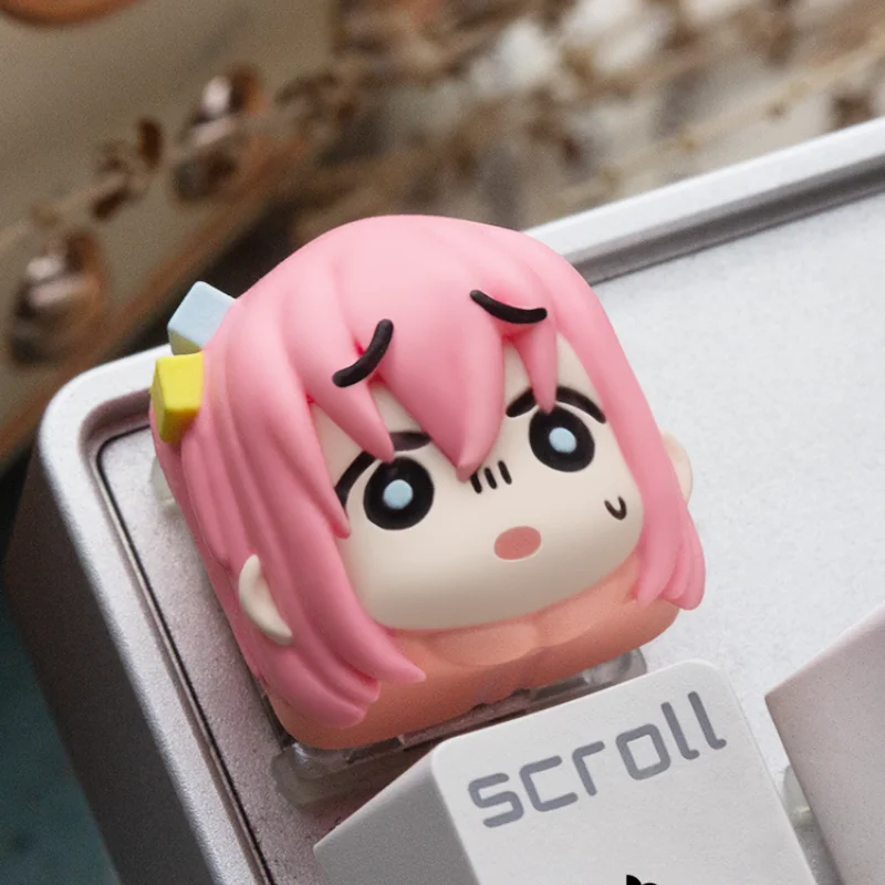 

Bocchi The Rock Keycaps Cute Anime Character Resin Keycaps Layered Glue Dot Keycaps for Cross-axis Mechanical Keyboards Gifts