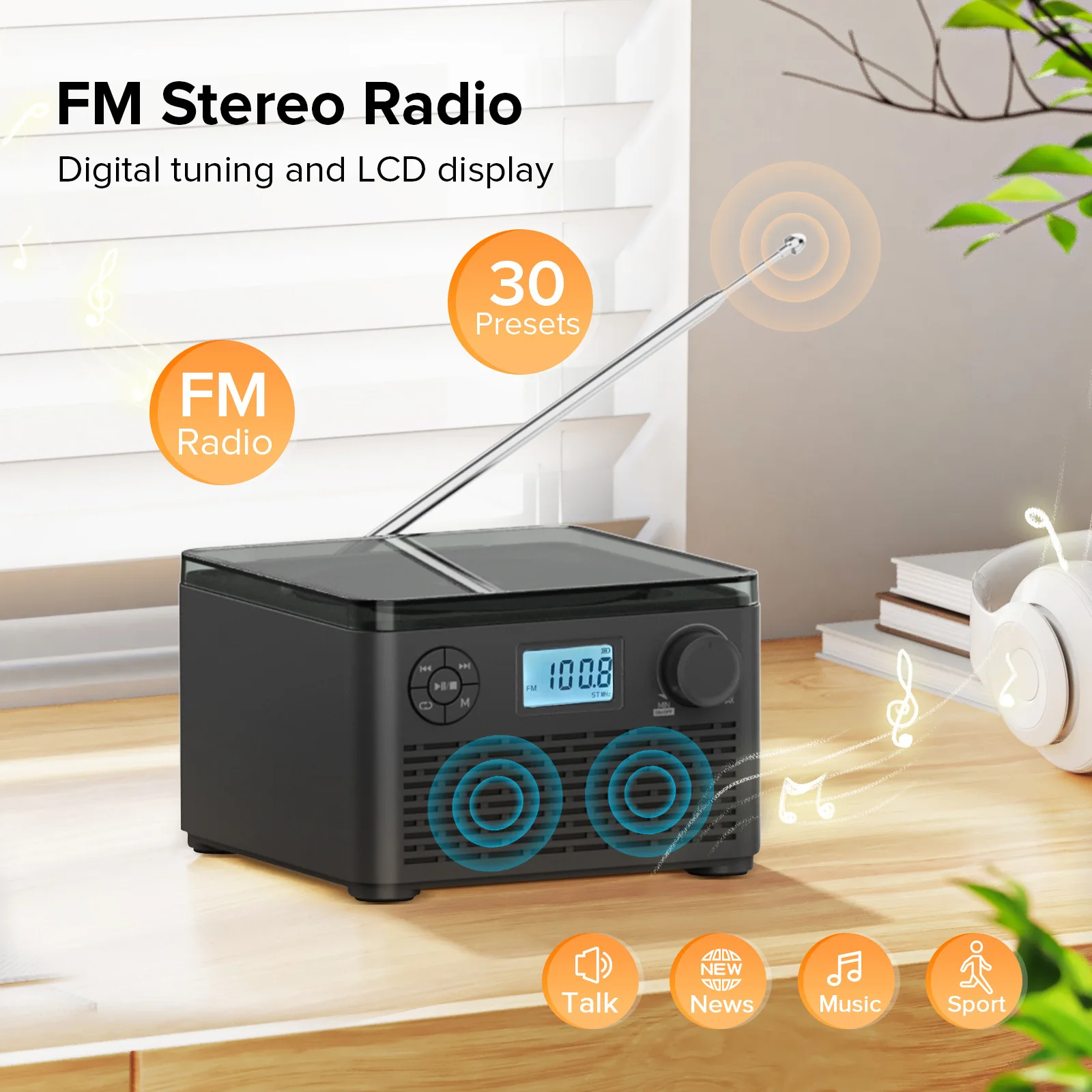 

Wireless Audience Bluetooth Speaker Home Desktop FM Digital Radio with MP3 CD Player Portable Music Box High Volume SoundBox USB