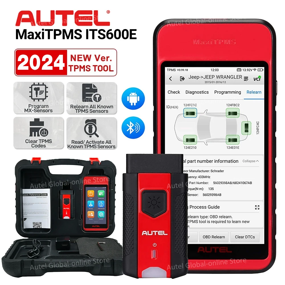 Autel MaxiTPMS ITS600E TPMS Sensor Programming Tool Tire System Diagnostic Tool Oil Reset, BMS, SAS, EPB Upgraded Ver. of TS508