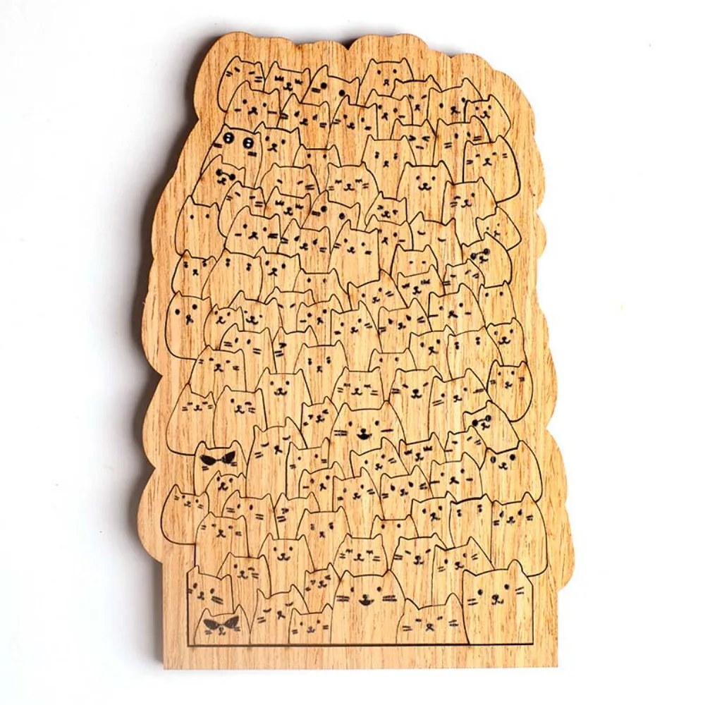 

Children Adult Cat Shape Hundred Cat Puzzle Brain Teaser Challenging Wooden Jigsaw Cartoon DIY Animal Puzzle Puzzle Enthusiasts