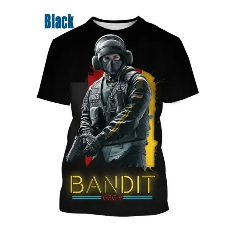 Game Rainbow 3D Men's Hip Hop Cool Print Round Neck T-shirt Summer Unisex Fashion Six Siege Short Sleeve Tops  S~6XL