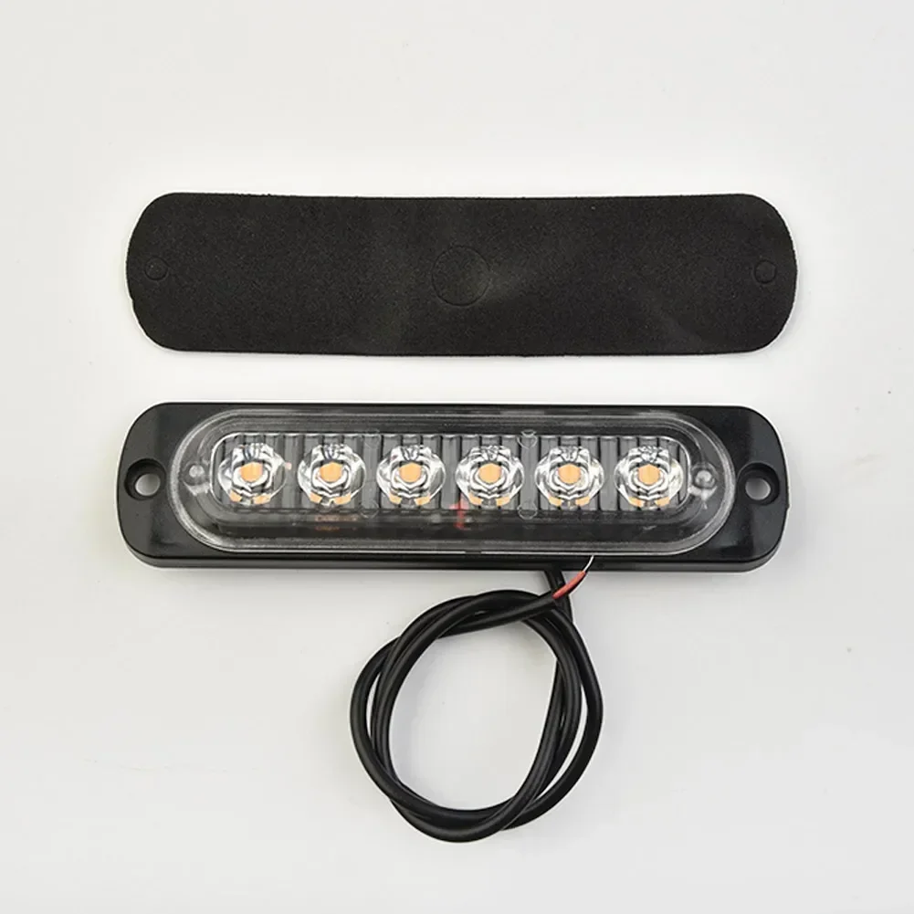 Barra de luz LED âmbar para carro, Marcador lateral do caminhão, Indicadores de sinal de giro, Farol de perigo, Lâmpada Arning W, 12V-24V, 6-LED, 18W