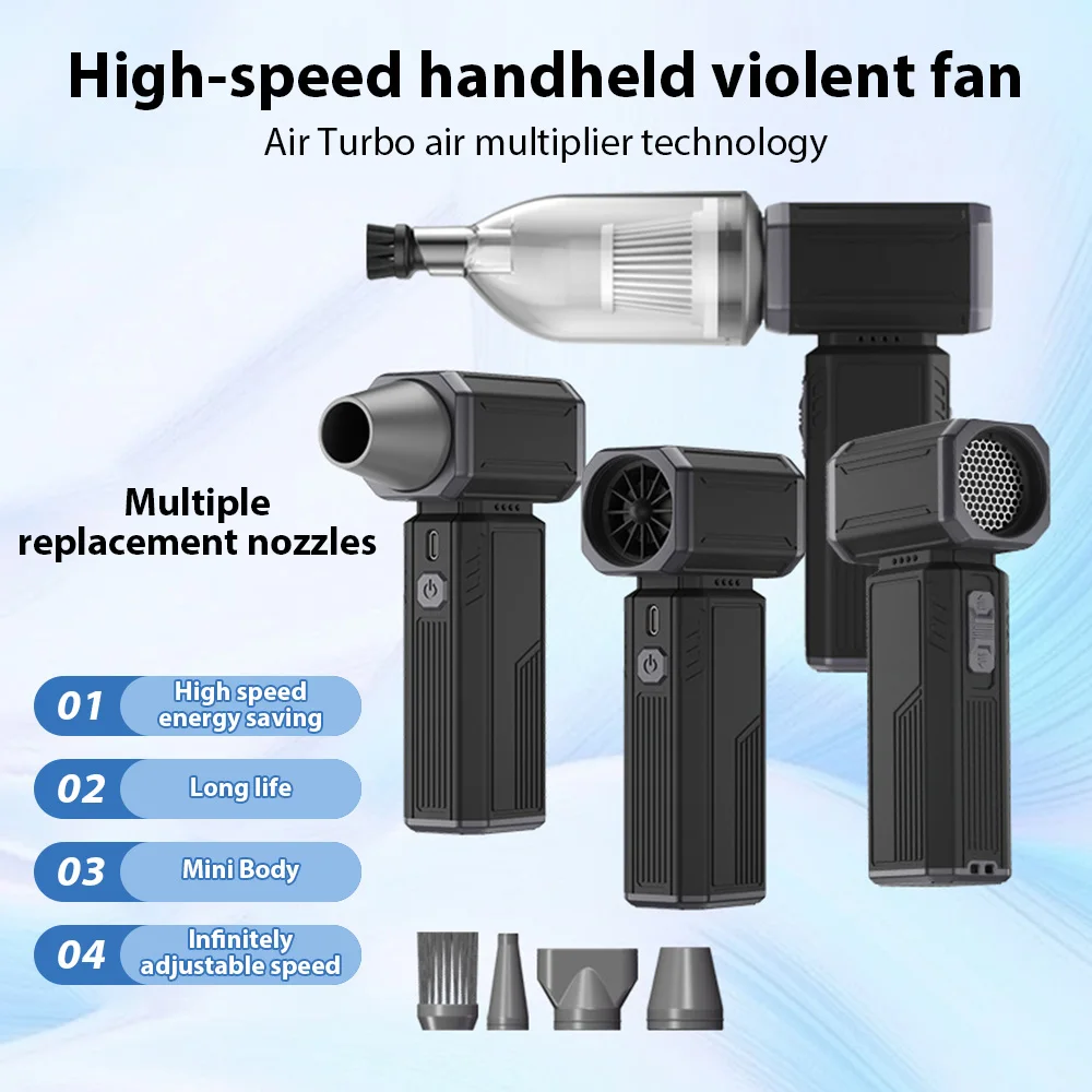 Turbo Jet Fan 130000RPM Wind Speed 52m/s Brushless Motor Handheld Duct Fan High-Performance Cyclone Turbo Electric Blower