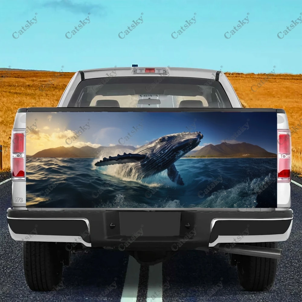 Humpback Whale at Sunset Truck Tailgate Wrap Professional Grade Material Universal Fit for Full Size Trucks Weatherproof