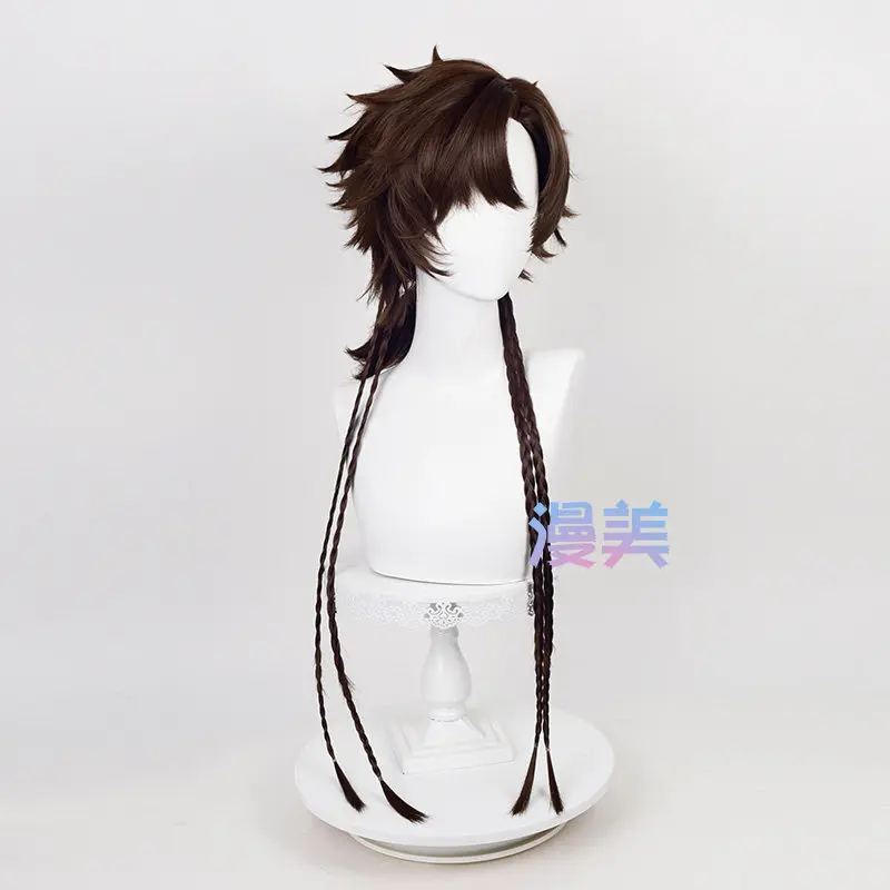 Sun Ce Cosplay Wig Ashes of The Kingdom High Temperature Fiber Double Braids Game Character Role Play Party Carnival