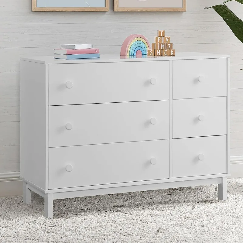 6 Drawer Dresser with Interlocking Drawers - Greenguard Gold Certified, Bianca White