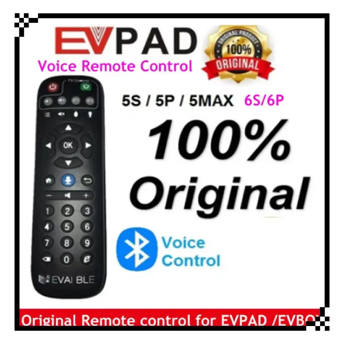 

EVPAD / EPLAY/EVBOX Voice Remote Control for EVPAD 3S / 3 / 3Max /3plus / 2S / Pro+ / Plus / 5S / 5P / 5MAX/6S/6P/10S/10P EVBOX