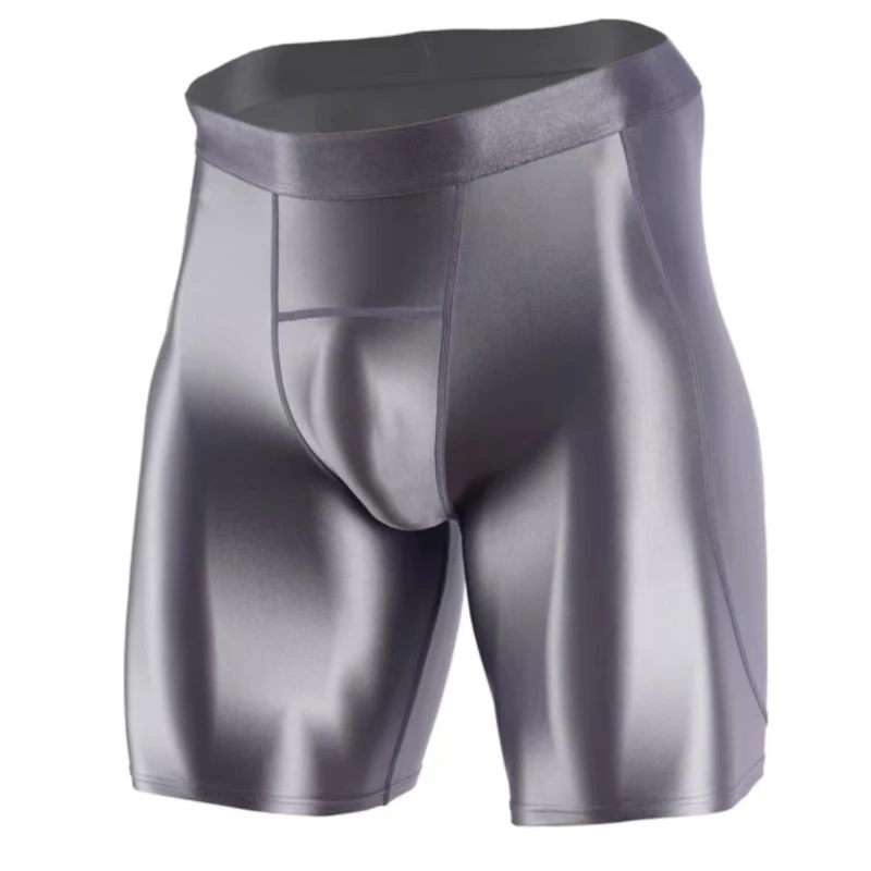 Men's Five-Point Fitness Shorts, Glossy Silk Tights, Running Training, Fast-drying Pants