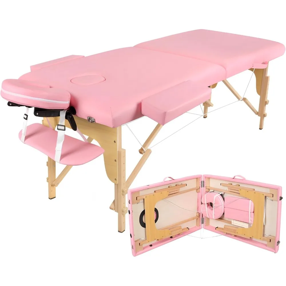 Lit de Massage Portable Pliable 2 Zones avec Sac pour Tatouage Épilation et Spa