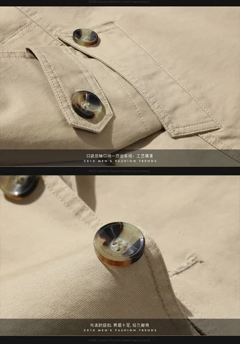 Imagen 2 del producto Chaqueta larga de negocios para hombre, gabardina informal de algodón, traje de calle, moda de primavera y otoño, 2024