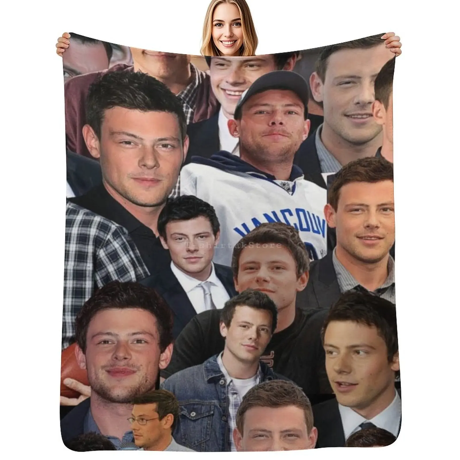 cory monteith photo collage Throw Blanket Soft Comfort Blanket for Reading Watching TV