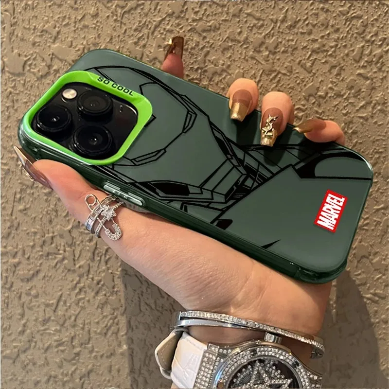 حافظة لهاتف آيفون 16E 11 12 16 15 14 13 Pro Max XS X XR Plus 8 7 SE 2020 Spider Marvel Spiderman Ironman PC Cover