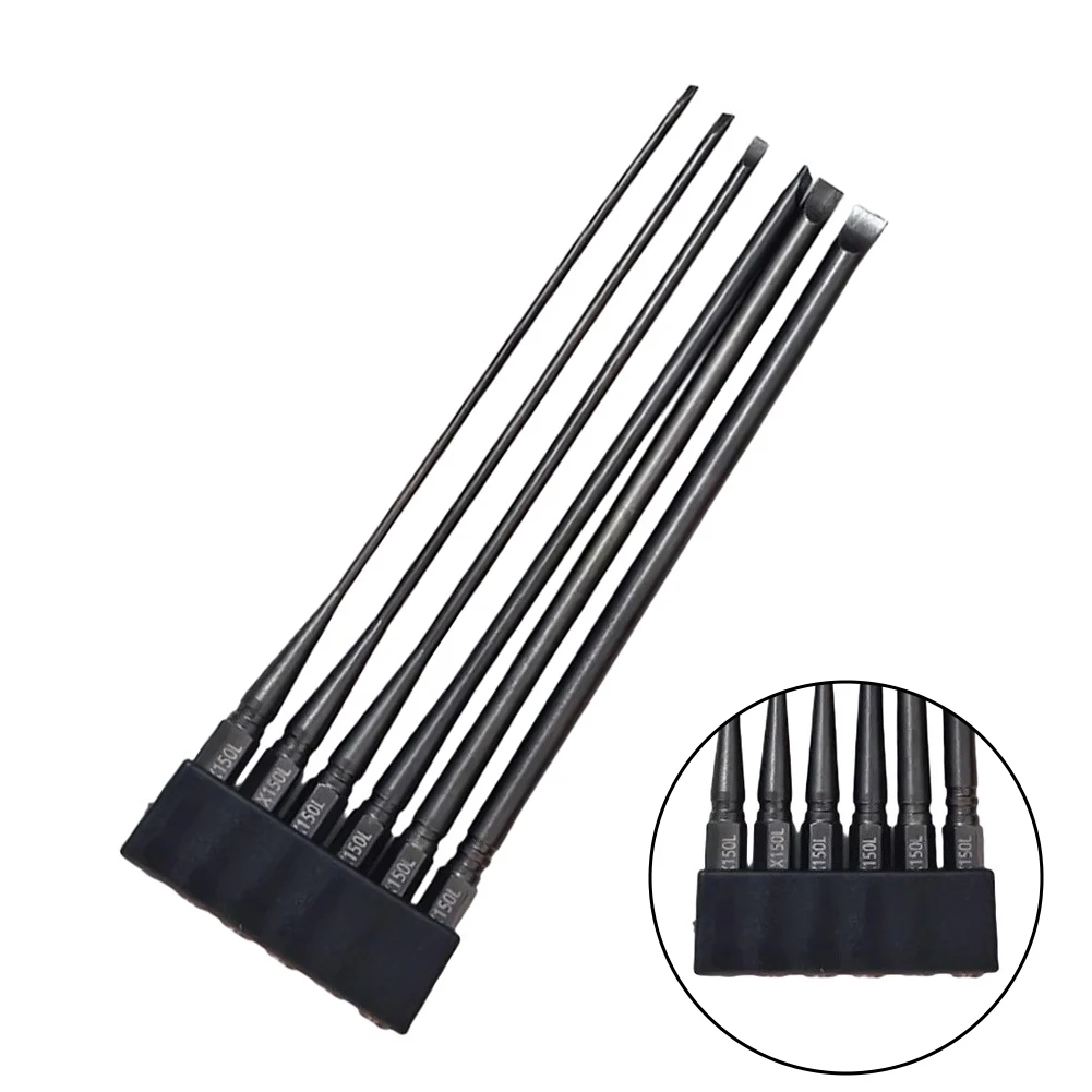 Metal Flathead Screwdriver Bit Set 6pcs SL2 To SL6 For Impact Driver Hand Tools 50mm 75mm 100mm 150mm Optional Size