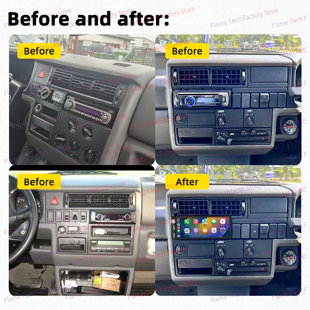 Carplay Android for VW Volkswagen Caravelle 4 Transporter Multivan T4 Vanagon 1990-2003 1Din Car Stereo GPS Multimedia Radio