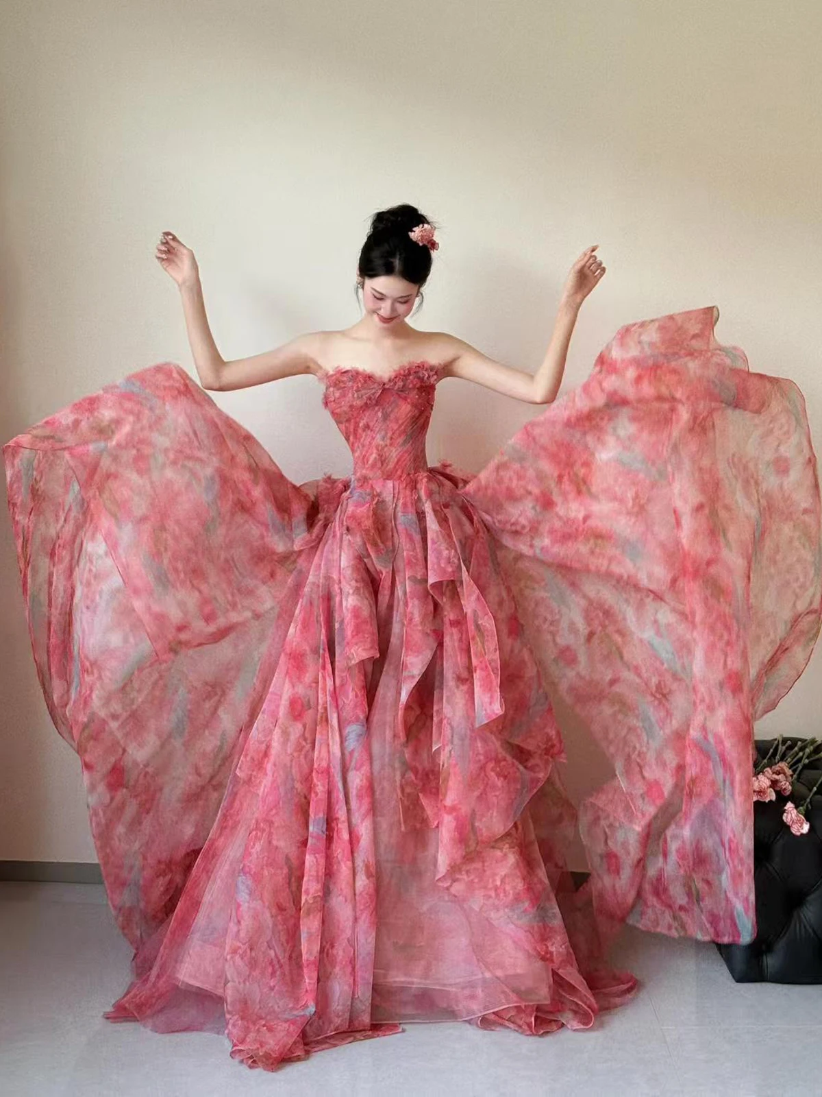 

Элегантное длинное вечернее платье без бретелек для свадьбы, помолвки, выпускного или торжественного мероприятия