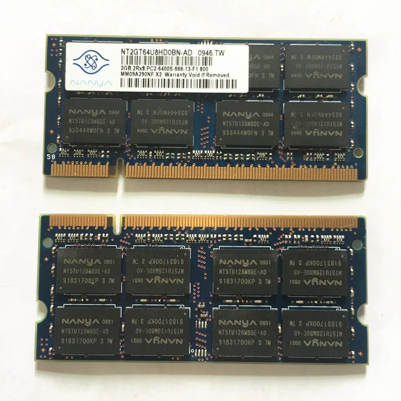 Nanya ddr2 2gb 800/667 ram 2GB 2RX8 PC2-6400S-666-13-F1/F2. 800 DDR2 800MHz/667MHz 2GB Laptop memory